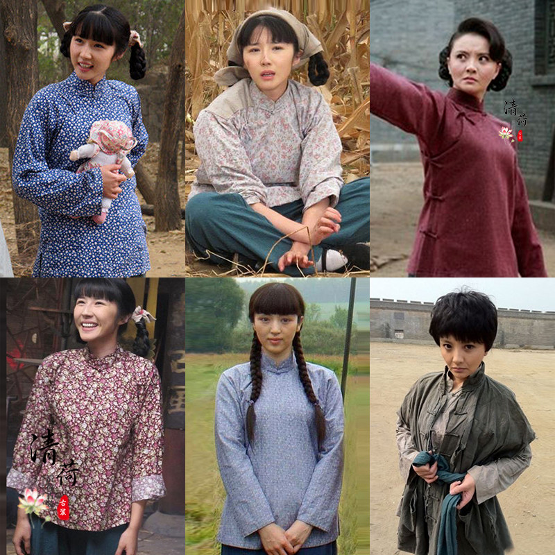 影视剧古装三进山城同款民国百姓棉布棉麻服土八路村姑丫鬟群演服