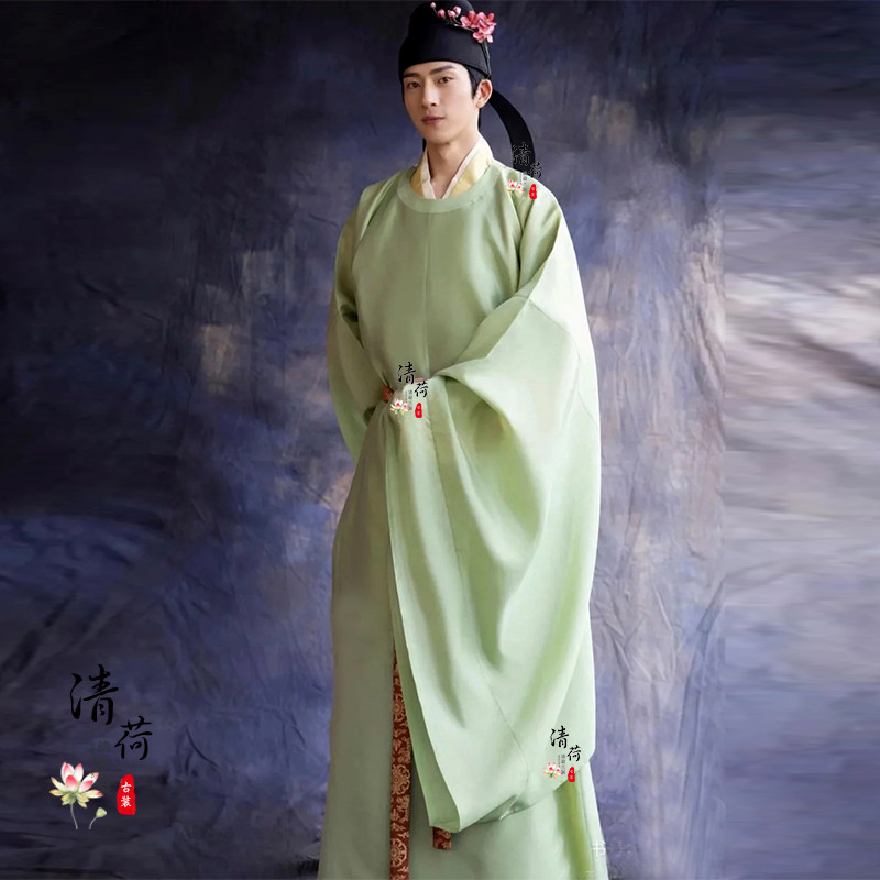 影视古装井柏然同款中国风男子头戴簪花舞蹈古装宋朝男汉服公子服