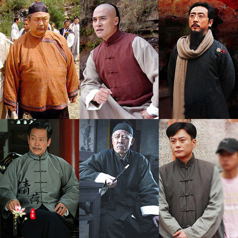 影视古装经典民国中式唐装长衫长袍马褂老爷装掌柜装商人服演出服