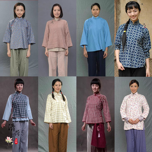影视古装民国丫鬟村姑服棉麻女士碎花老百姓民国风女装青年演出服