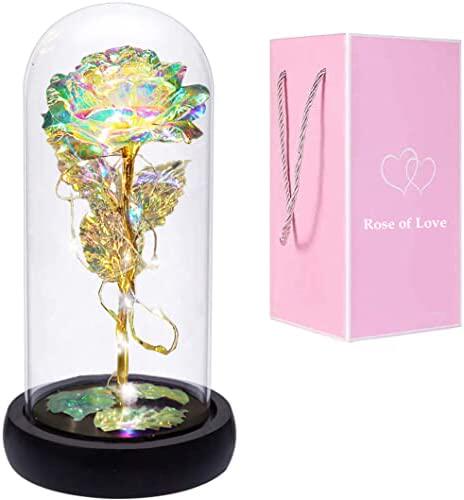 colorful galaxy glass rose gift for valentines day romantic