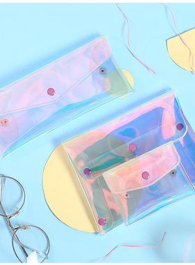 厂家销售新款炫彩TPU化妆包 暗扣包PVC收纳包镭射包便携式旅行包