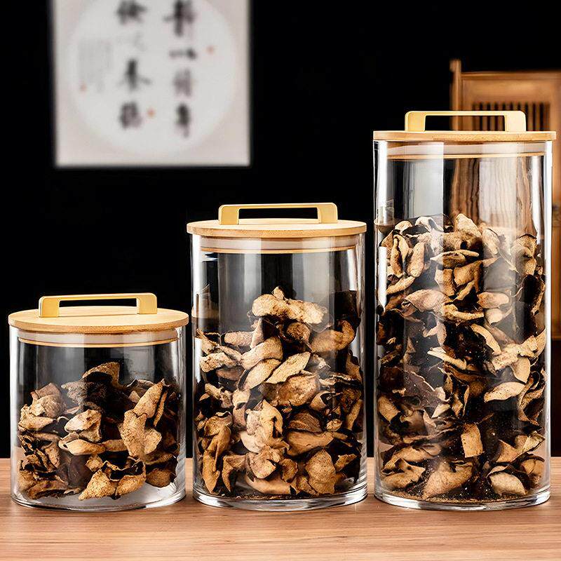大容量透明食品密封陈皮玻璃储物厨房杂粮收纳防潮子