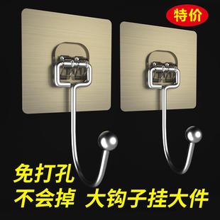 多功能强力无痕大挂钩透明拉丝免打孔粘钩特大号门后墙上衣帽钩子