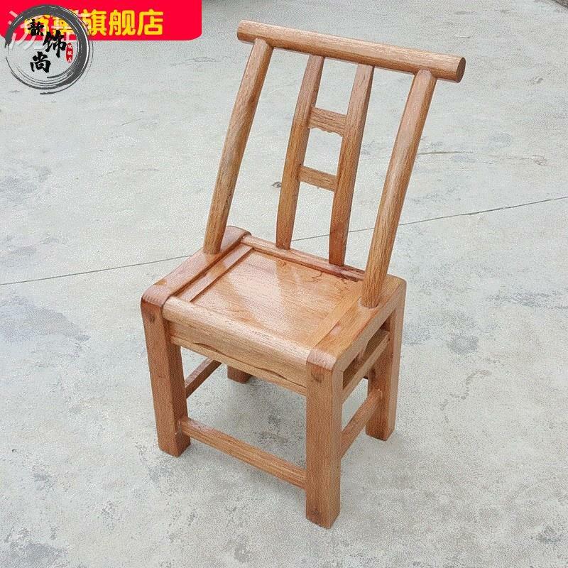 农村松木椅子老式实木椅家用木头椅靠背椅鞋凳原木餐椅小椅木质椅