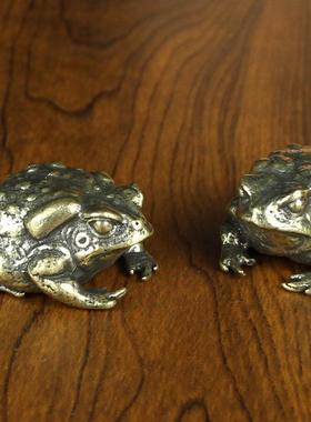 纯黄铜金蟾办公桌面小摆件复古茶宠饰品纯铜铜器工艺品 蟾蜍摆件