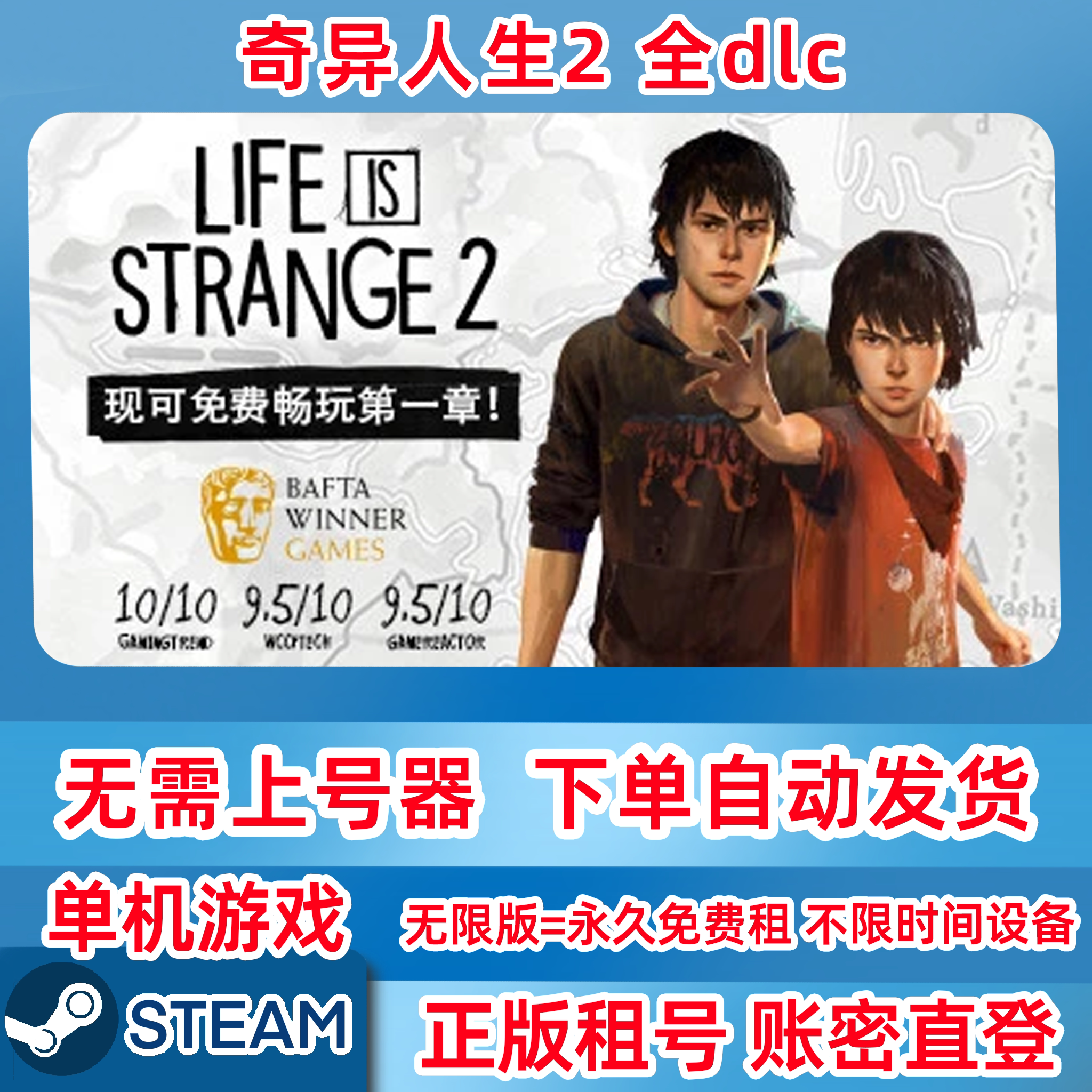Steam正版租号 奇异人生2 全章节 全dlc 单机游戏 账密登录图片