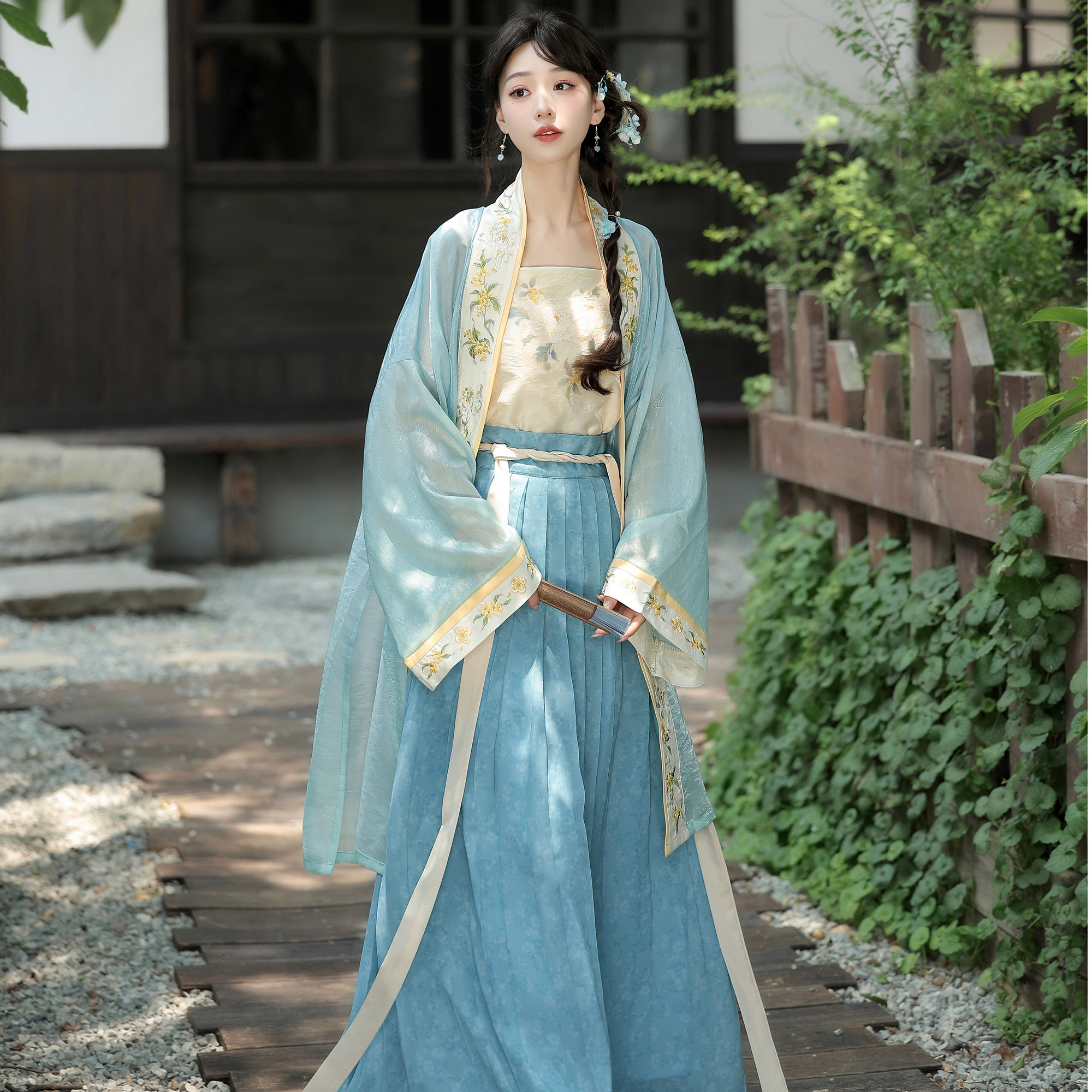 素羽华裳金粟垂芳 新款宋制汉服女日常可穿 长褙子齐腰裙夏秋套装图片