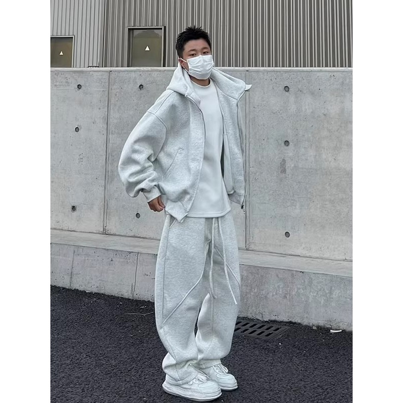 美式简约重磅连帽卫衣开衫