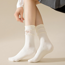 【4双】袜子女中筒袜春秋精梳棉极抗纯棉饰品蝴蝶结简约女短袜品