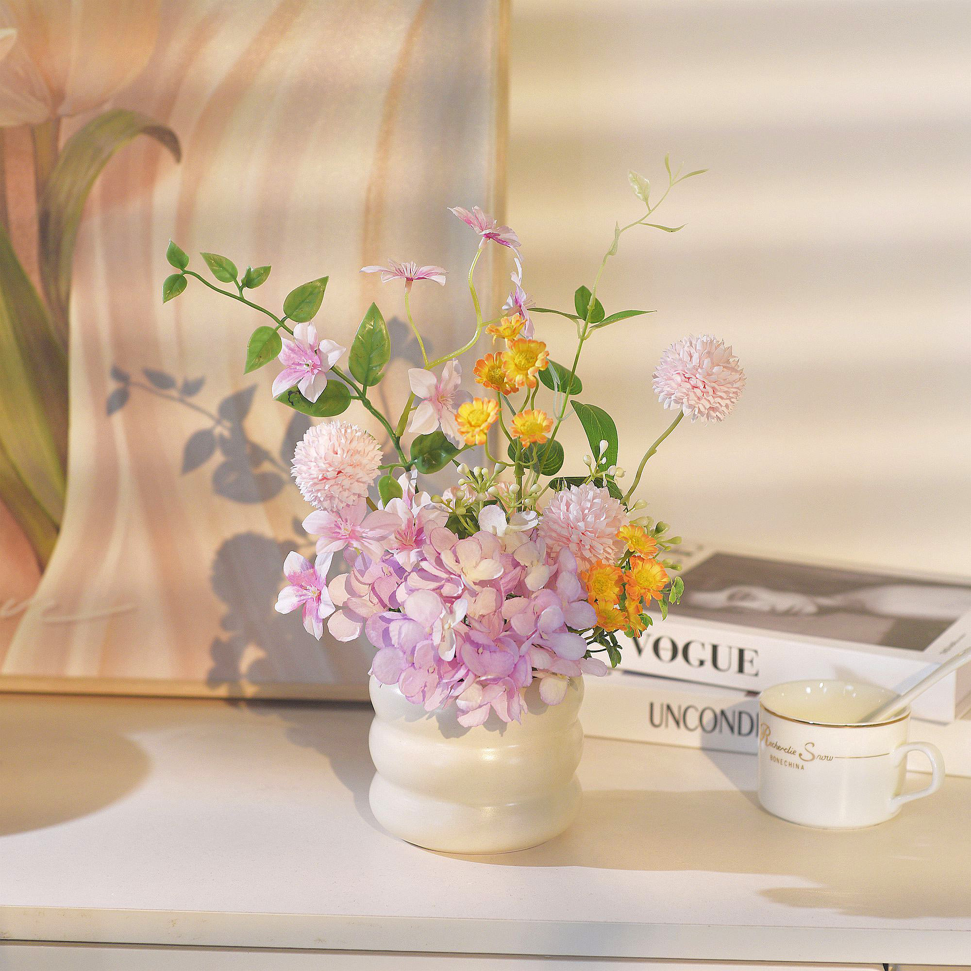 《紫韵》原创插花艺假花仿真花客厅摆设餐桌装饰绢花插花摆件简约,家居饰品,仿真花/假花,淘宝优惠券,粉丝福利购,淘宝优惠卷