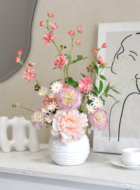《芳菲》小清新仿真花假花客厅摆设餐桌摆花绢花装饰品花瓶插花艺