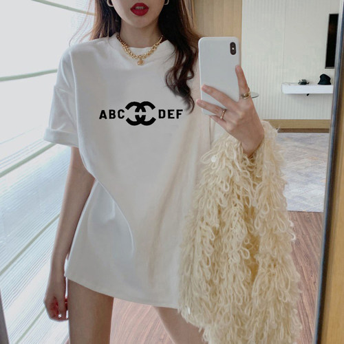 宽松纯棉字母印花短袖T恤女