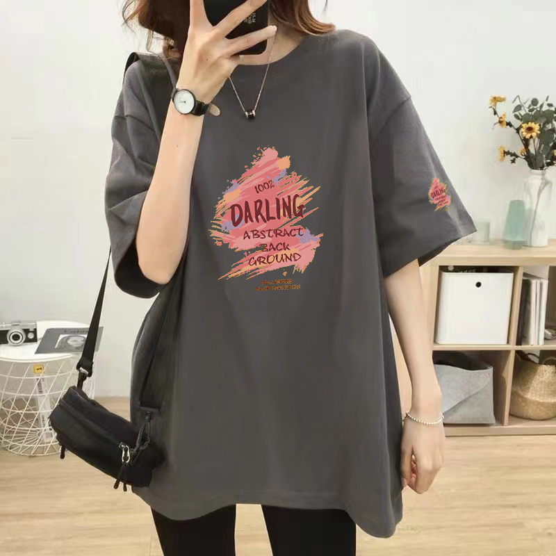 宽松纯棉短袖T恤女长款