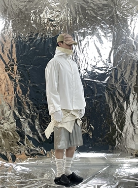 Pointless 23FW 原创设计纯色简约高领百搭宽松潮流薄款衬衫外套