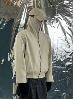 Pointless 灰白羊毛超高水洗做旧复古设计感夹克休闲外套男秋冬季