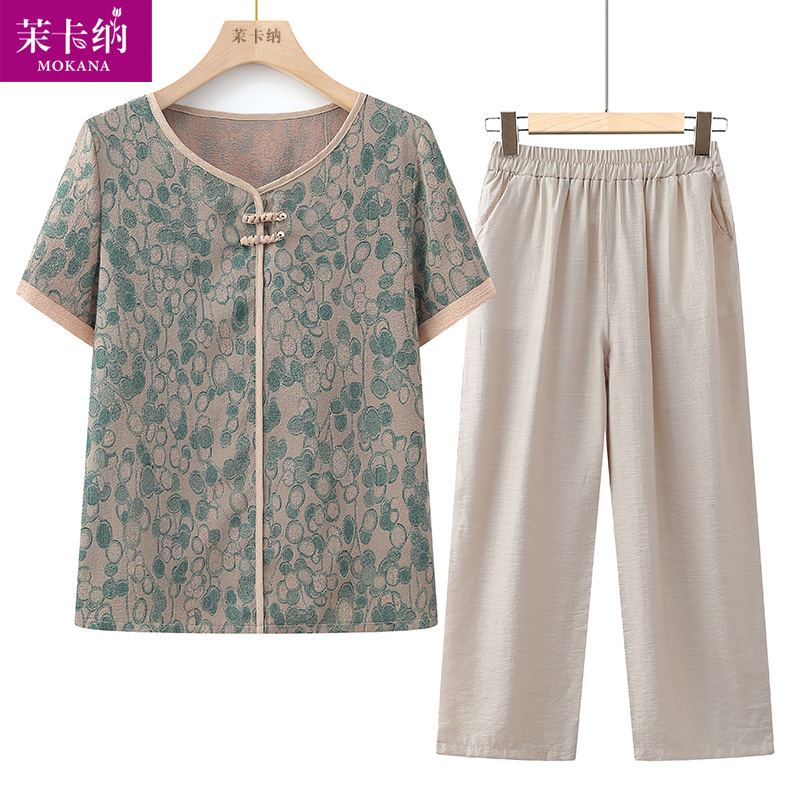 奶奶装夏季妈妈夏装短袖两件套