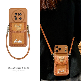 Air M40镜头全包30保护套Max女款 高级感棕色米奇卡包适用华为Mate80手机壳Mate70Pro新款 mete60斜跨Mt50背包式