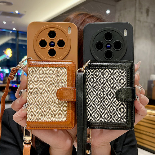 高档侧开零钱卡包适用vivox500手机壳vivoX300保护套X500Promax斜跨X200S镜头全包X100PRO软壳防摔ultra女款
