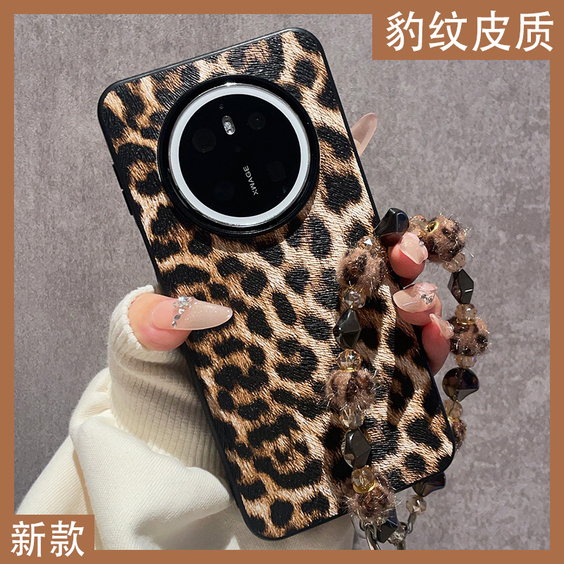 高档豹纹皮质适用华为Mate70手机壳Mate60Pro新款70RS保护套荣耀Magic8小众7至臻版6高级感5全包防摔RSR女款