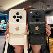 findx6全包x8ultra防摔x5女款 小花零钱卡包适用OPPOfindx8手机壳OPPOfindx9新款 findx7Pro斜跨背包式 x3高级感