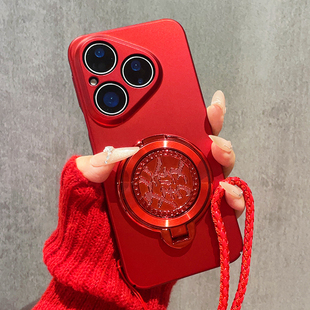 新年款 发财旋转支架适用华为P80Pro手机壳Pura70中国红P60磨砂硬壳P50保护套超薄P40镜头全包P30防摔P80ultra