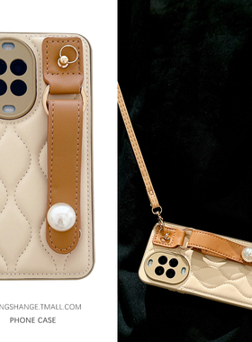 立体波浪珍珠腕带适用华为nova15手机壳nova14保护套nove13Pro镜头全包12小香风新款11高级感ultra斜跨背带9