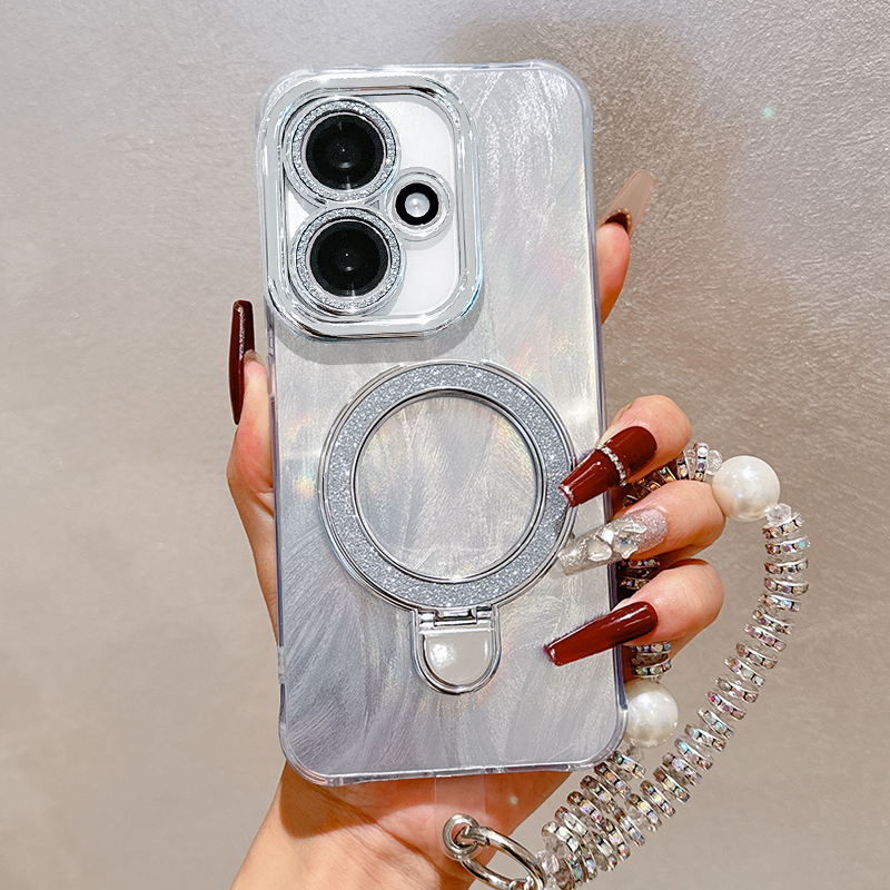 羽纱闪粉磁吸支架适用华为荣耀400手机壳500保护套300新款200Pro镜头膜全包100防摔90外壳80简约70高级感60女