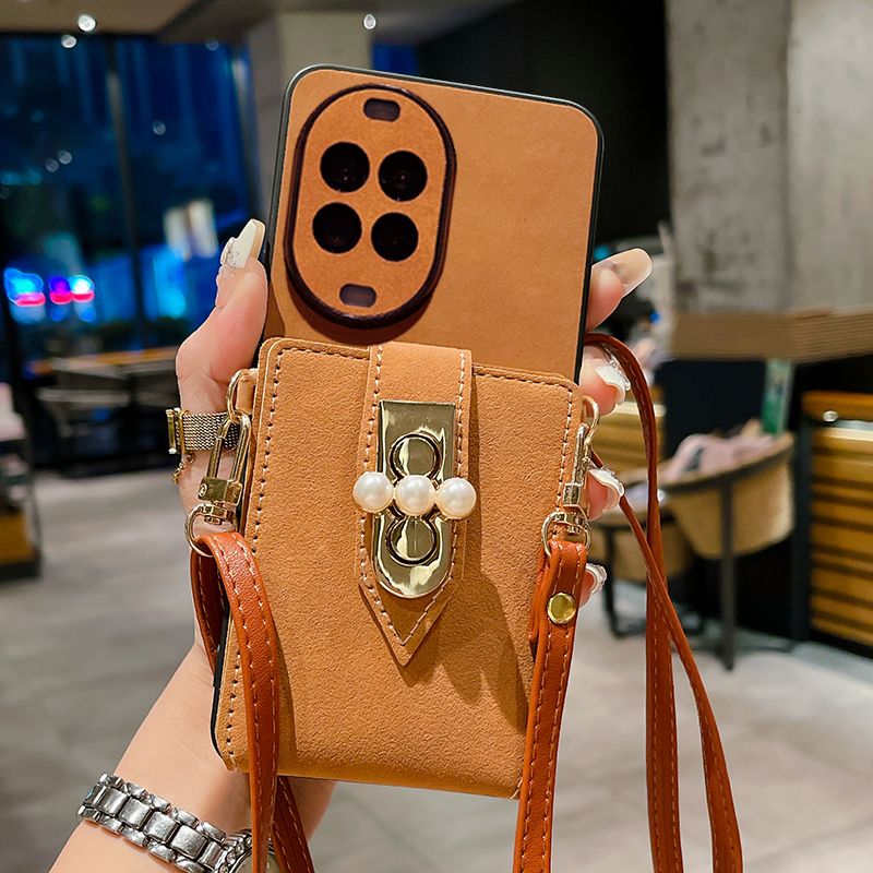 复古羊巴皮珍珠卡包适用于华为nova14手机壳nova13保护套nove12Pro高级感11斜跨背带式10镜头全包9防摔8外壳7