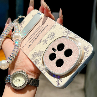 皮质素描山茶花适用华为荣耀magic8手机壳magic7保护套支架魔术6Pro镜头全包5轻奢4小香风X70防摔外壳X60女款