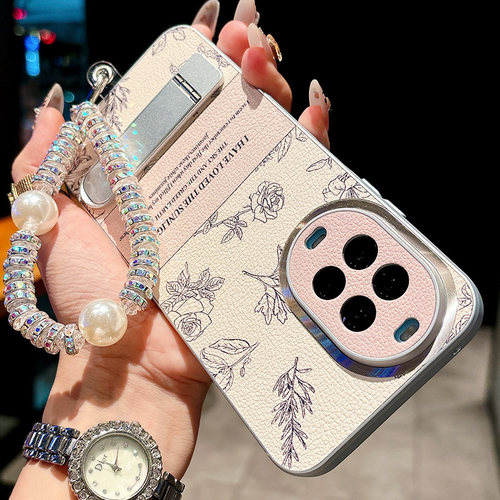 皮质素描山茶花支架适用华为nova15手机壳nove14Pro保护套新款nove13镜头全包12轻奢11小香风10防摔9外壳8女