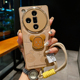 潮牌皮纹暴力熊支架适用OPPOfindx8手机壳OPPOfindx9立体浮雕findx7卡通新款 X8S 镜头全包x6Pro防摔ultra外壳