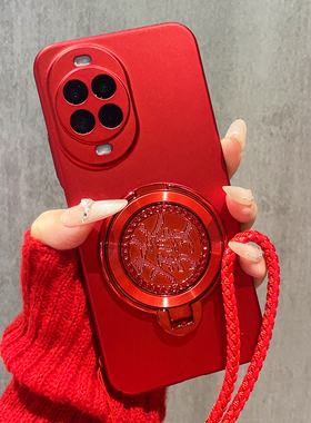 新年款发财旋转支架适用华为nova15手机壳nova14中国红nove13Pro磨砂12超薄硬壳11保护套10全包9防摔ultra女
