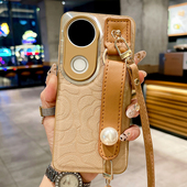 皮质山茶花适用vivoS50手机壳S30Promini保护套S20珍珠腕带S19Pro斜跨背带S18全包S17防摔S16高级感S15女S12