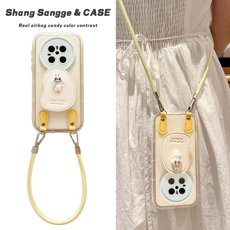 多巴胺小怪兽支架适用于华为mate70手机壳mate60Pro新款果冻网红50可手提斜跨背带40镜头全包mete高级感防摔