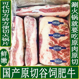 冷冻商用牛肉 原切肥牛砖火锅店烧烤酒店食材雪花肥牛谷饲国产美式