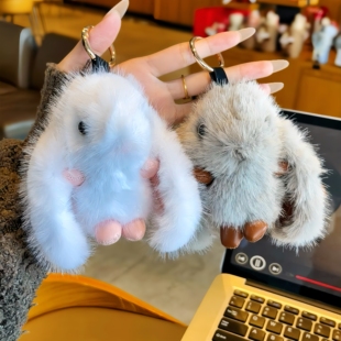 毛绒兔子包包挂件仿水貂毛汽车钥匙扣配饰挂件可爱公仔玩偶女礼物