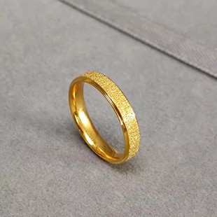 网红磨砂款 设计师款 满天星轻奢素圈指环 不褪色不过敏 钛钢戒指