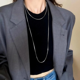 长款 轻奢小众锁骨链配饰 双层叠戴蛇骨项链女高级感毛衣链2025新款