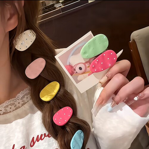 春夏多巴胺波点水滴ins风鸭嘴夹