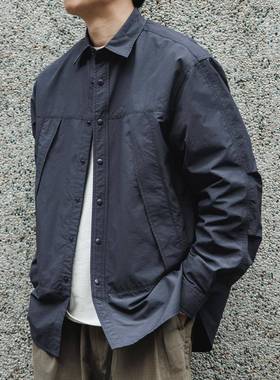 ATGM日系休闲工装轻机能褶皱感口袋衬衫Cityboy叠穿廓形长袖男春