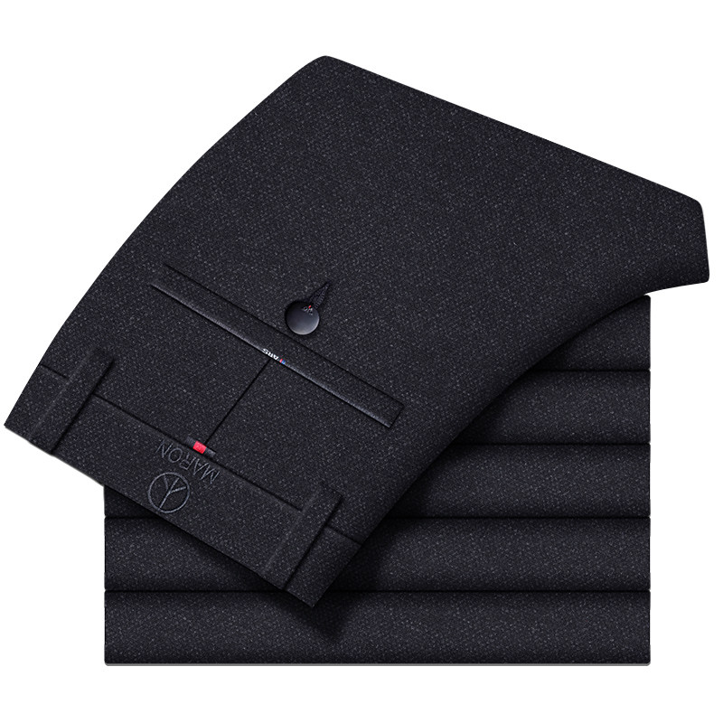 春秋厚款磨毛休闲裤男加绒裤子冬季男裤加厚直筒西裤男士毛呢长裤