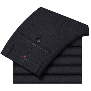 春秋厚款磨毛休闲裤男加绒裤子冬季男裤加厚直筒西裤男士毛呢长裤