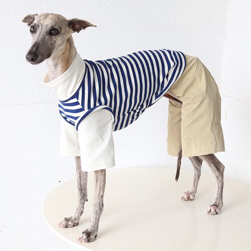 Petstyle叠穿假两件套装意大利小灵缇惠比特宠物衣服透气条纹T恤