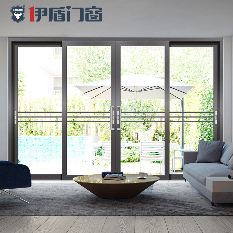 伊盾门窗重型客厅钢化玻璃推拉门