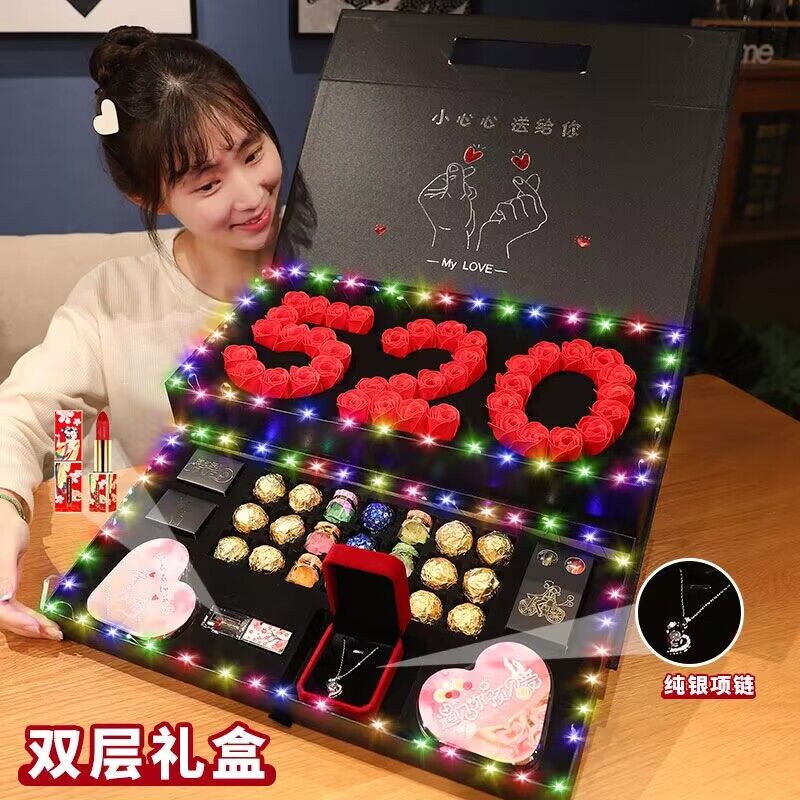 德芙巧克力礼盒装玫瑰七夕情人节礼物送女友老婆表白（代可可脂）