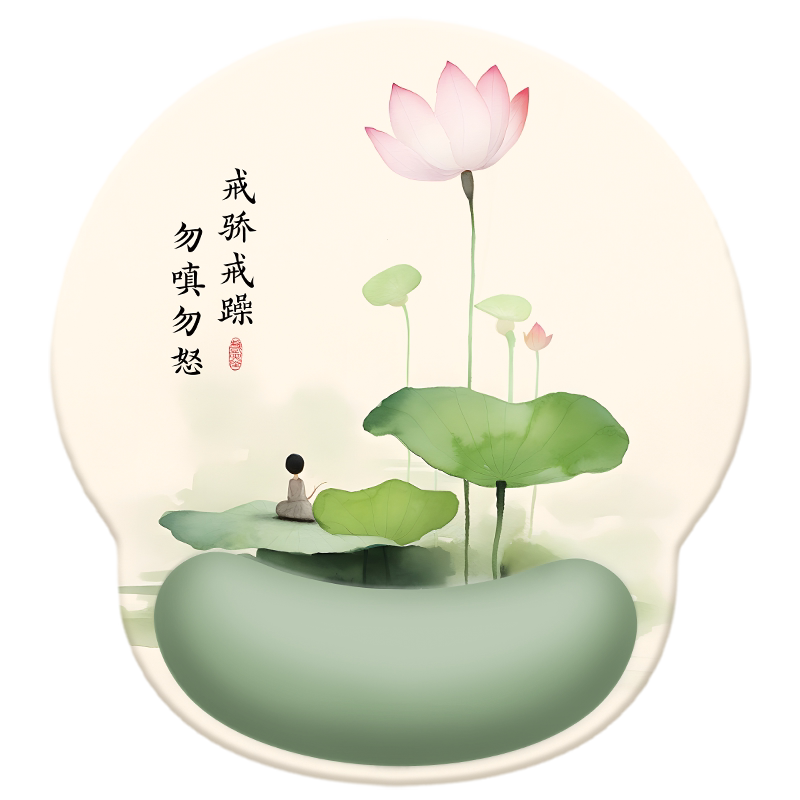 【岁月无恙 喜乐安好】荷花护腕鼠标垫办公手腕托键盘托软垫定制
