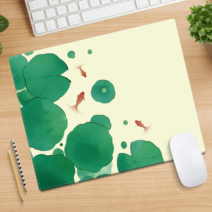 荷花锁边鼠标垫办公室桌面垫家用茶几垫笔记本电脑键盘软垫定制