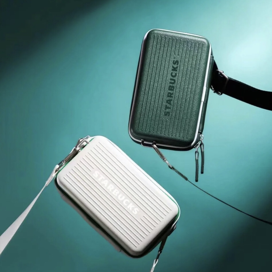星巴克星礼包新品白绿色时尚经典迷你便携旅行收纳小行李箱可斜挎