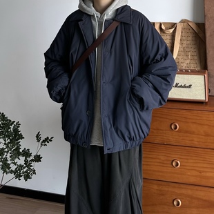 BUTQIU日系复古秋冬宽松休闲工装 夹棉服教练夹克棉衣翻领休闲外套